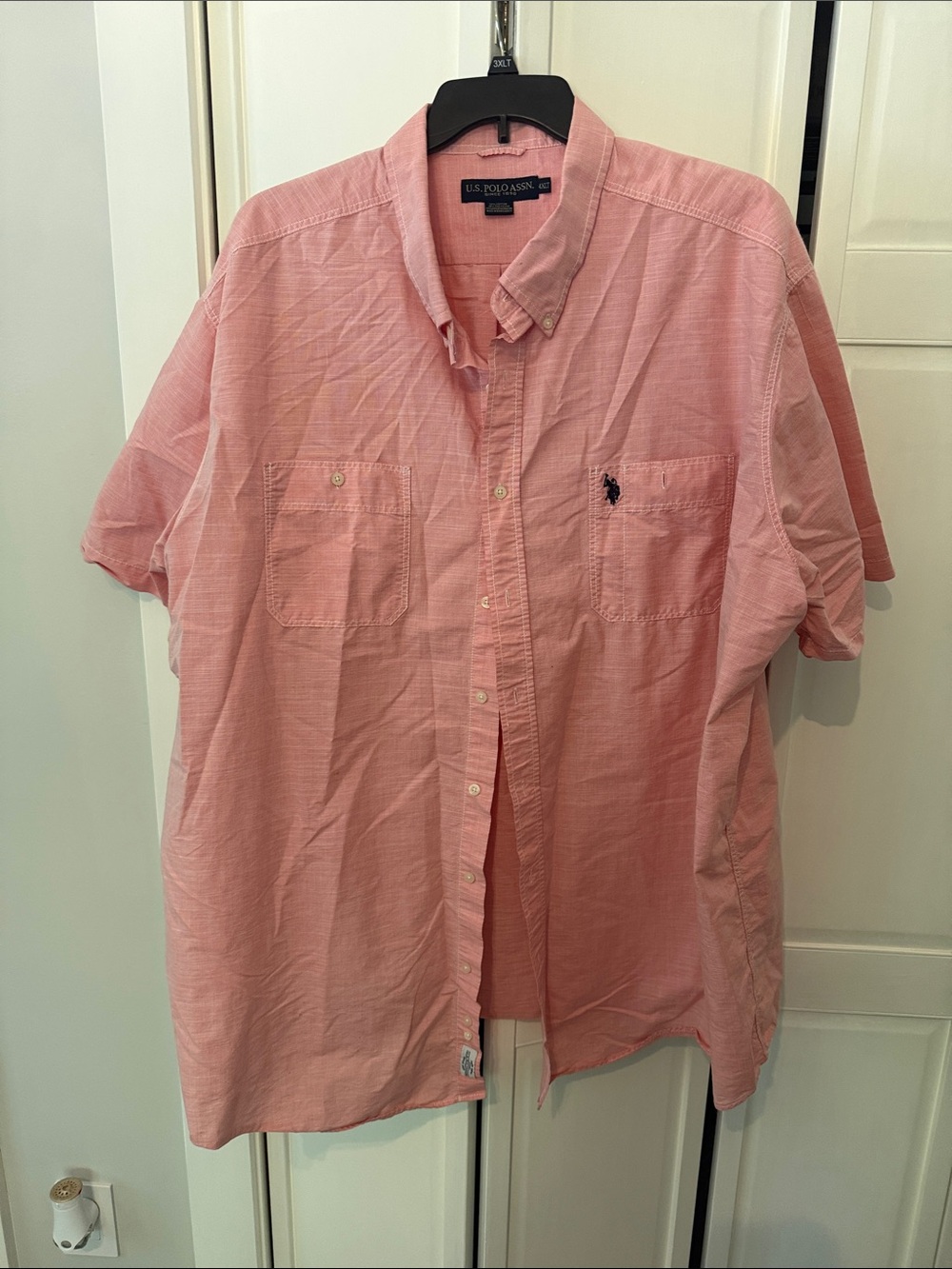 U.S. Polo Assn. Men's Short Sleeve Button-Down Shirt in Light Pink